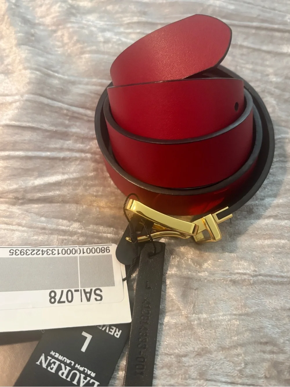 New 🌹Ralph Lauren Reversible Black and Red Belt with Gold Buckle